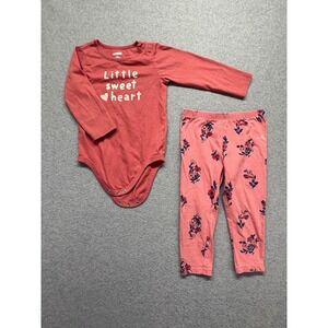 Garanimals Mauve Little Sweetheart Bodysuit and Floral Leggings Set 24M